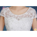 2017 fashionable lace appliues off-shoulder slim fit puffy ball gown cheap plus size wedding dress